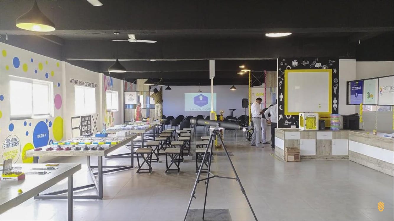 Students learning robotics at school